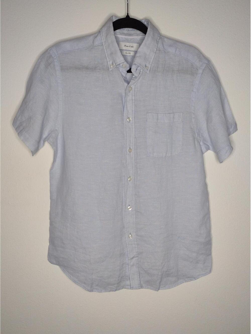 NWOT Porter & Ash Men's Light Blue/100% Linen Button Down Shirt Size Small